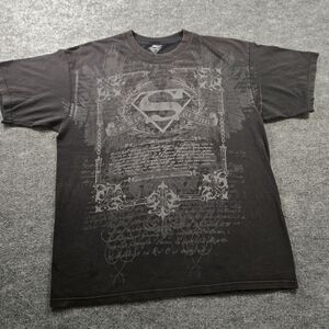 Distressed‎ Y2K Superman Goth Inspired "Man of STEEL" Graphic Tee Size XL